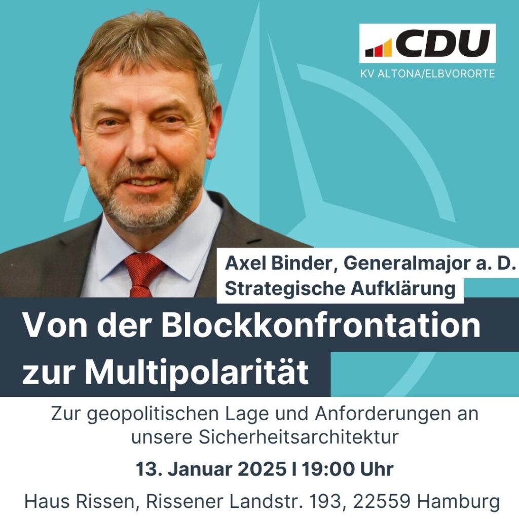 Vortrag: Von der Blockkonfrontation zur Multipolarität<br />13. Januar 2025, 19 Uhr